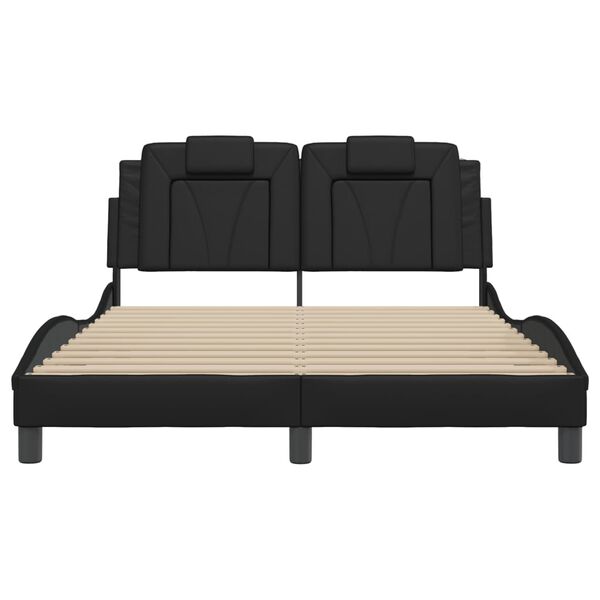 vidaXL Estructura de cama Viana sin colch&oacute;n cuero sint&eacute;tico negro 140x190 cm