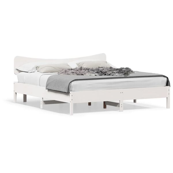 vidaXL Cama sin colch&oacute;n madera maciza de pino blanca 180x200 cm