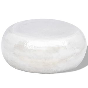 vidaXL Mesa de centro redonda de aluminio martillado plateada