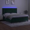 vidaXL Cama box spring colch&oacute;n y LED terciopelo verde oscuro 180x200cm