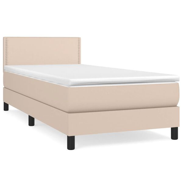 vidaXL Cama box spring con colch&oacute;n cuero sint&eacute;tico capuchino 80x200 cm