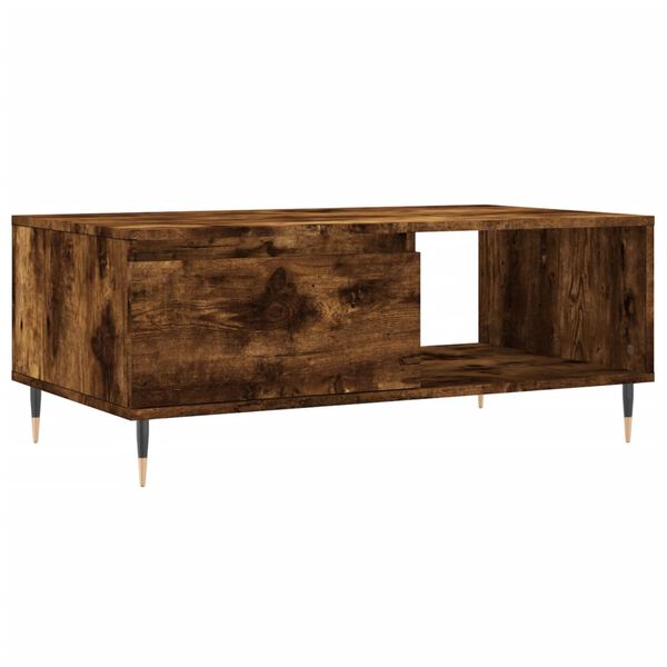vidaXL Mesa de centro madera contrachapada roble ahumado 90x50x36,5 cm