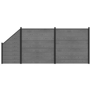 vidaXL Conjunto de valla 446 x 186 cm WPC y Aluminio Gris