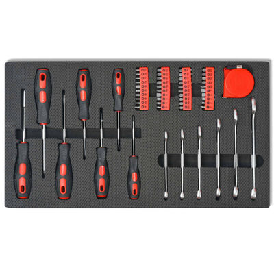 vidaXL Carrito de herramientas 269 herramientas acero rojo