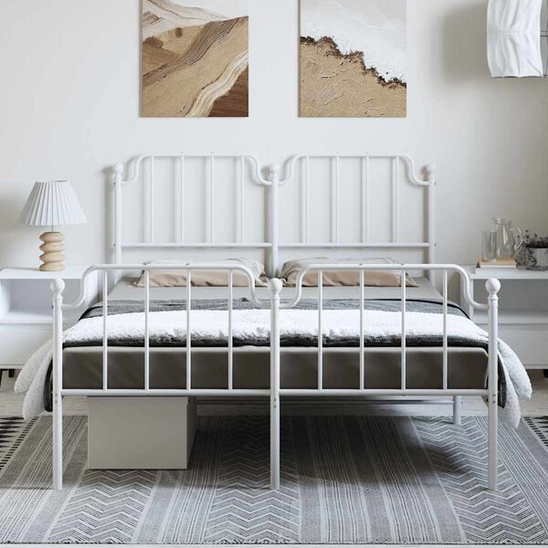 vidaXL Estructura cama sin colchón con estribo metal blanco 150x200 cm