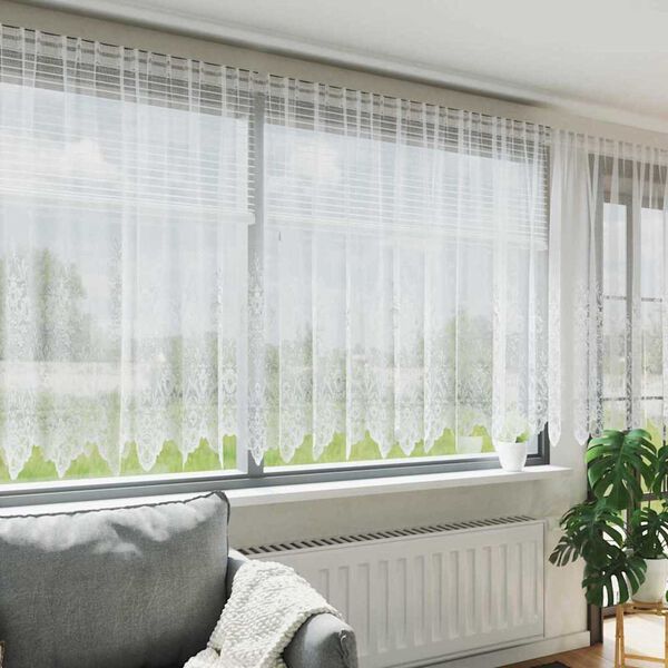 vidaXL Cortina de Encaje con cortinas Floral 140 x 750 cm Poli&eacute;ster