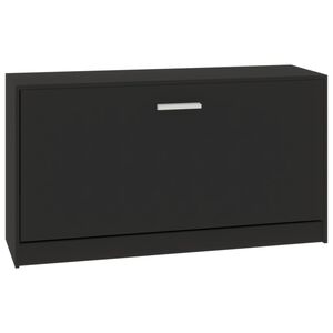 vidaXL Banco zapatero negro 80x24x45 cm madera de ingenier&iacute;a