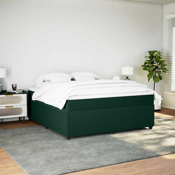 vidaXL Cama box spring con colch&oacute;n terciopelo verde oscuro 180x200 cm