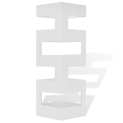 vidaXL Paragüero cuadrado soporte de bastones acero blanco 48,5 cm