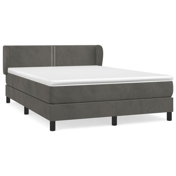 vidaXL Cama box spring con colch&oacute;n terciopelo gris oscuro 140x190 cm