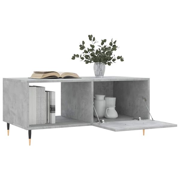 vidaXL Mesa de centro madera contrachapada gris hormig&oacute;n 90x50x40 cm