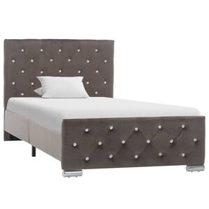 vidaXL Estructura de cama sin colch&oacute;n terciopelo gris 90x200 cm