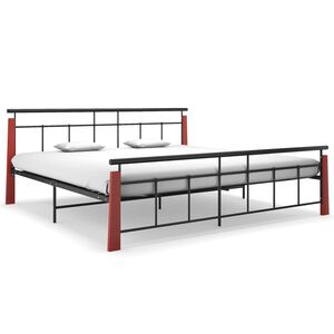 vidaXL Estructura de cama sin colch&oacute;n metal madera de roble 200x200 cm