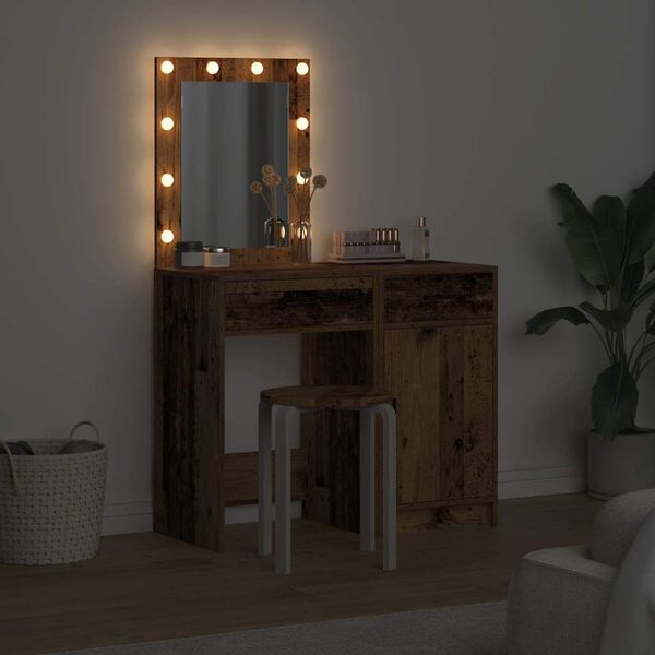 vidaXL Mesa de tocador con caj&oacute;n 2 pcs Marr&oacute;n 50 x 41 x 135 cm