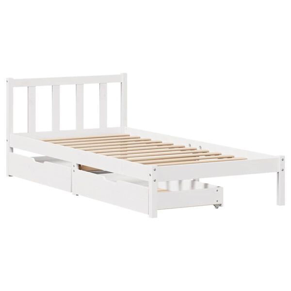 vidaXL Estructura de cama sin colch&oacute;n madera maciza blanca 90x190 cm