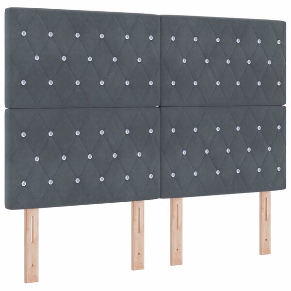 vidaXL Cama Box Spring LED Gris oscuro 140 x 200 cm Terciopelo