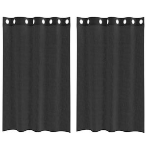 vidaXL Cortinas de gasa con ojales 2 uds negro140x175 cm