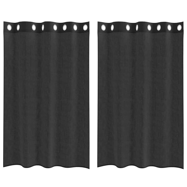 vidaXL Cortinas de gasa con ojales 2 uds negro140x175 cm