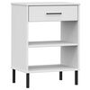 vidaXL Armario consola patas de metal madera maciza pino blanco OSLO