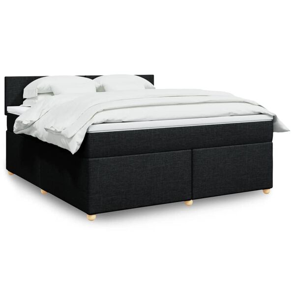 vidaXL Cama box spring con colch&oacute;n tela negro 180x200 cm
