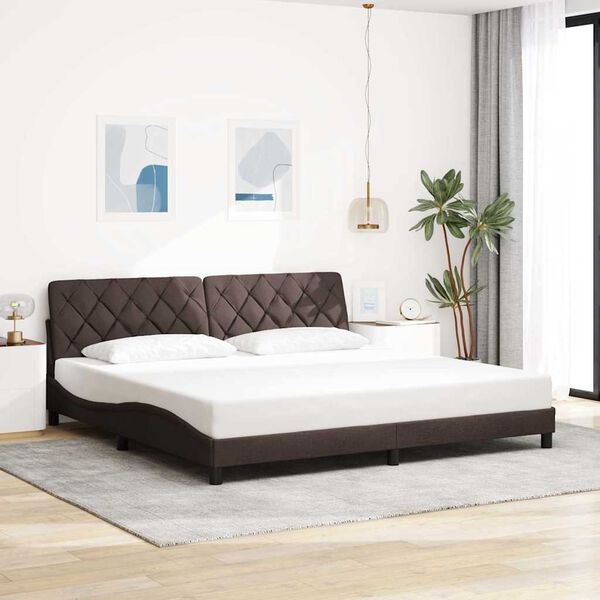 vidaXL Estructura de cama sin colch&oacute;n tela marr&oacute;n oscuro 200x200 cm