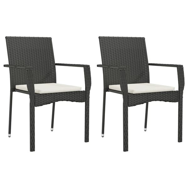 vidaXL Set de comedor de jard&iacute;n 7 pzas y cojines rat&aacute;n sint&eacute;tico negro