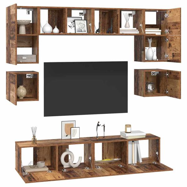 vidaXL Conjunto de mueble de TV 8 pcs Madera envejecida