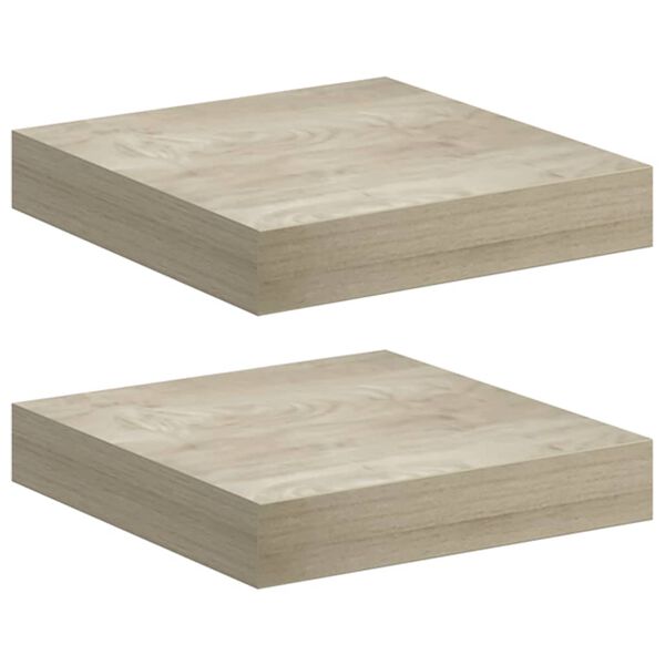 vidaXL Estantes flotantes de pared 2 uds MDF roble 23x23,5x3,8 cm