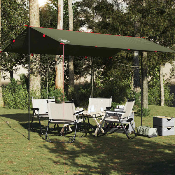 vidaXL Lona de camping impermeable verde oliva 406x306 cm