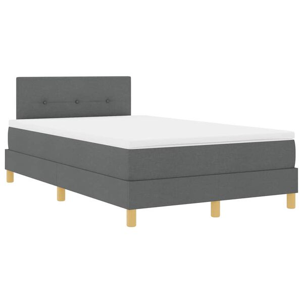 vidaXL Cama Box Spring LED con colch&oacute;n Gris oscuro 120 x 190 cm tela