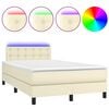vidaXL Cama box spring colch&oacute;n y LED cuero sint&eacute;tico crema 120x200 cm