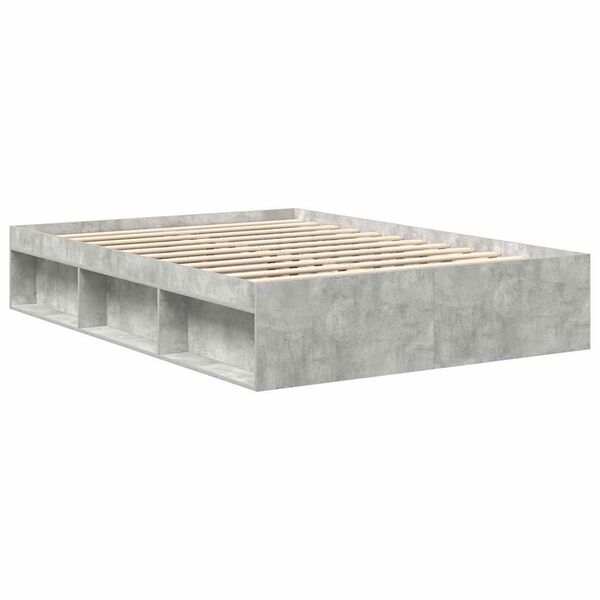 vidaXL Estructura de cama de matrimonio gris cemento 135x190 cm