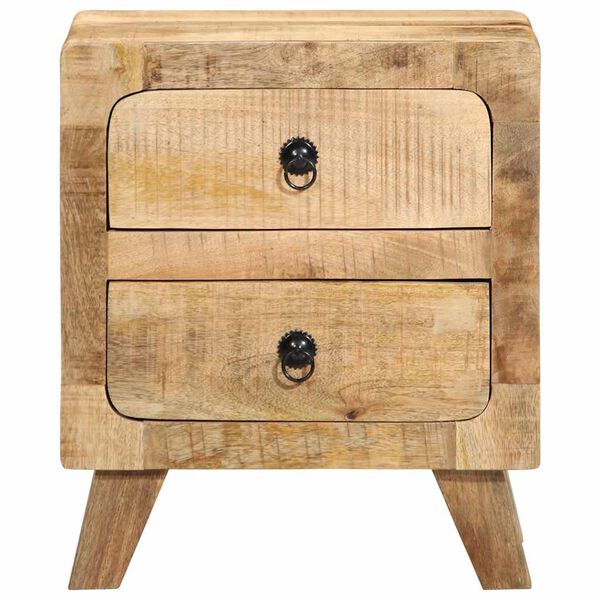 vidaXL Mesita de noche de madera maciza de mango rugosa 40x32x46 cm