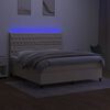 vidaXL Cama box spring colch&oacute;n y luces LED tela crema 160x200 cm
