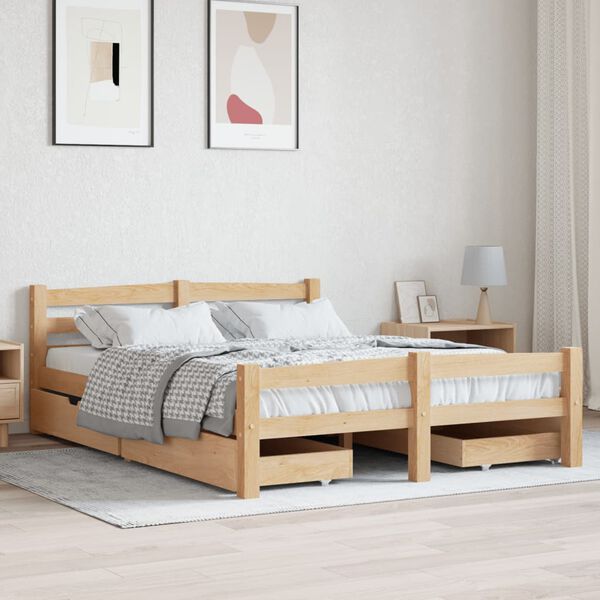 vidaXL Estructura de cama con 4 cajones madera maciza pino 140x200 cm