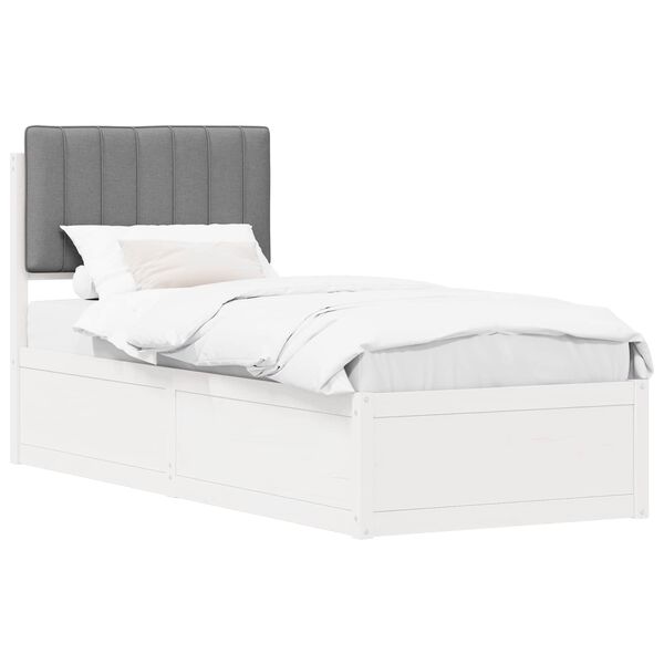 vidaXL Estructura de Cama con Cabecera Tapizada Gris Claro 75 x 190 cm