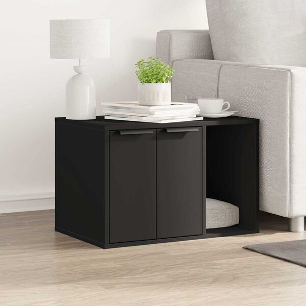 vidaXL Mueble arenero de gatos madera ingenier&iacute;a negro 60x40x40 cm