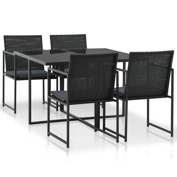 vidaXL Set comedor de jardín 5 piezas y cojines ratán sintético negro
