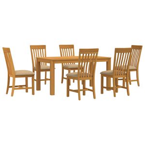 vidaXL Conjunto de comedor 7 uds. Beige Madera de Roble S&oacute;lido