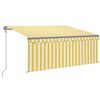 vidaXL Toldo autom&aacute;tico persiana LED sensor amarillo blanco 3x2,5 m