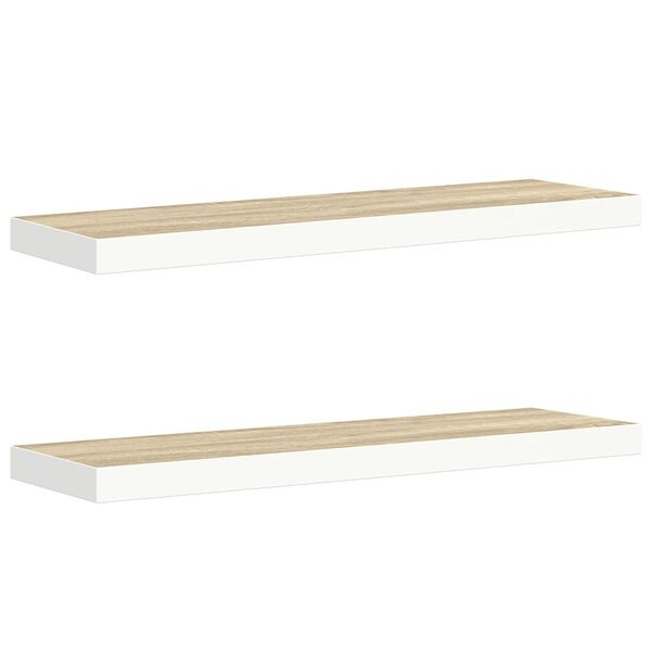 vidaXL Estante flotante pared 2 uds blanco y roble MDF 90x23,5x3,8 cm