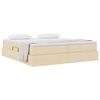 vidaXL Cama con almacenamiento y colch&oacute;n Crema 180 x 200 cm Poli&eacute;ster
