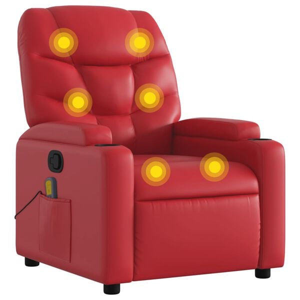 vidaXL Sill&oacute;n de masaje reclinable cuero sint&eacute;tico rojo
