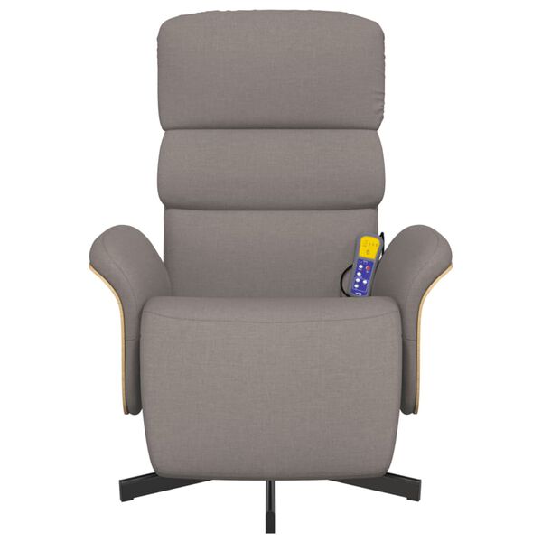 vidaXL Sill&oacute;n reclinable de masaje con reposapi&eacute;s tela gris taupe