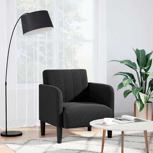 vidaXL Sill&oacute;n con reposabrazos Terciopelo negro 54 cm