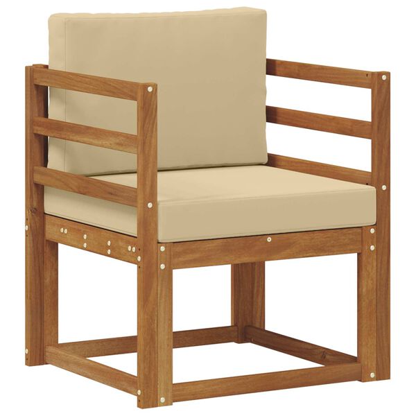 vidaXL Sof&aacute; de exterior Madera de Acacia S&oacute;lida y Poli&eacute;ster Natural