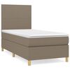 vidaXL Cama box spring con colch&oacute;n tela gris taupe 90x200 cm