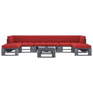 vidaXL Muebles de palets 6 pzas y cojines madera pino impregnada gris