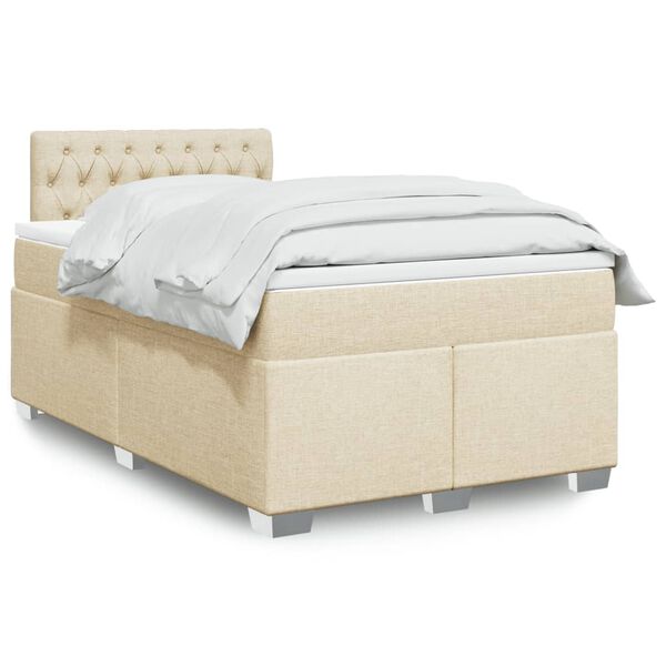 vidaXL Cama box spring con colch&oacute;n tela color crema 120x200 cm