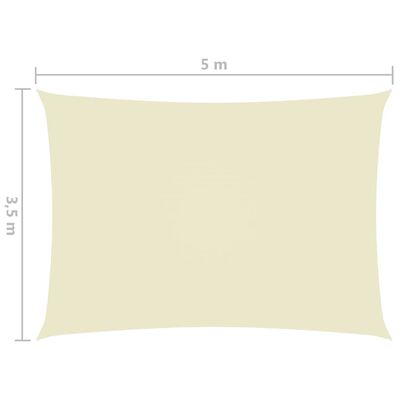 vidaXL Toldo de vela rectangular tela oxford color crema 3,5x5 m